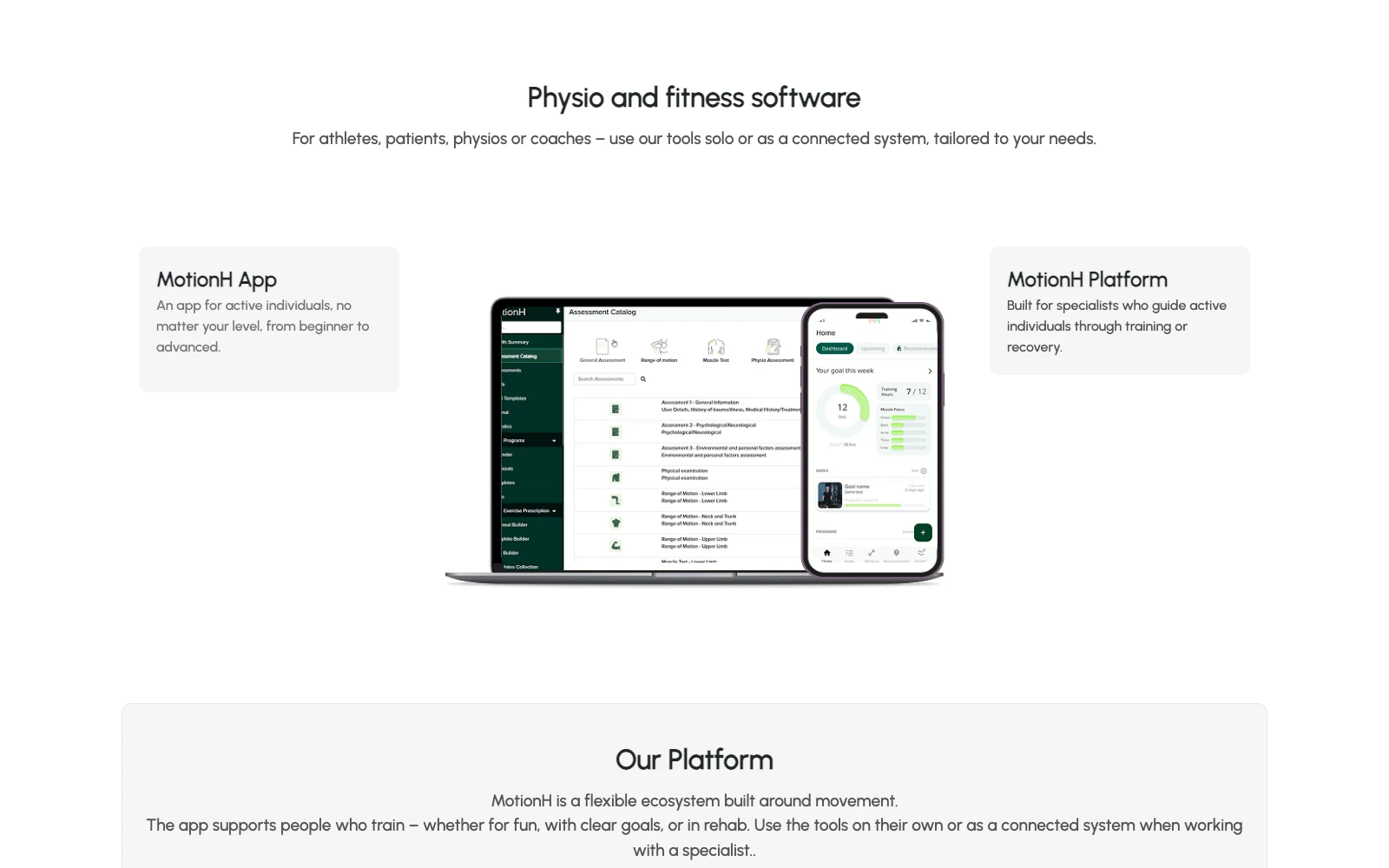 MotionH app and professional software product presentation